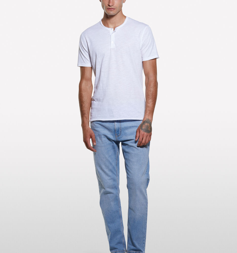 T-shirt carcela de botões branca - t-shirt de manga curta para homem - Branco | Sisley image number 1